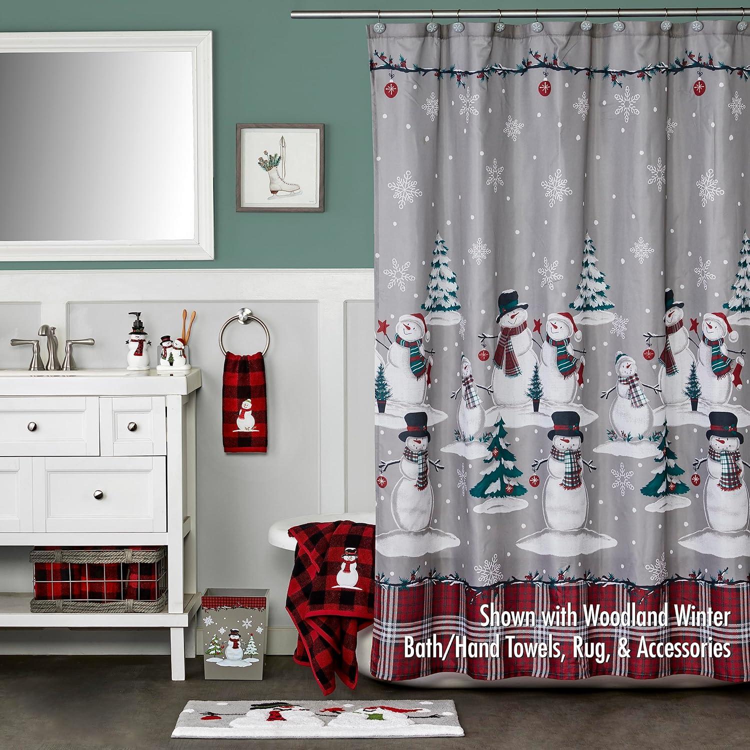 Plaid Snowman Shower Curtain and Hook Set - SKL Home