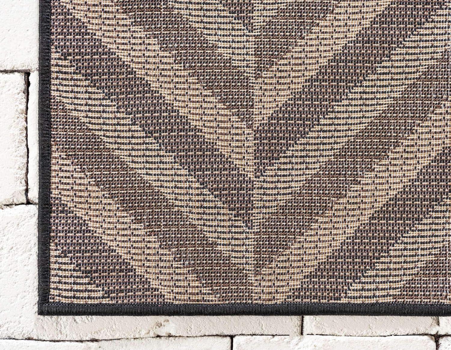 Unique Loom 2' 2 x 6' 0 Runner Brown Outdoor Modern Chevron Area Rug