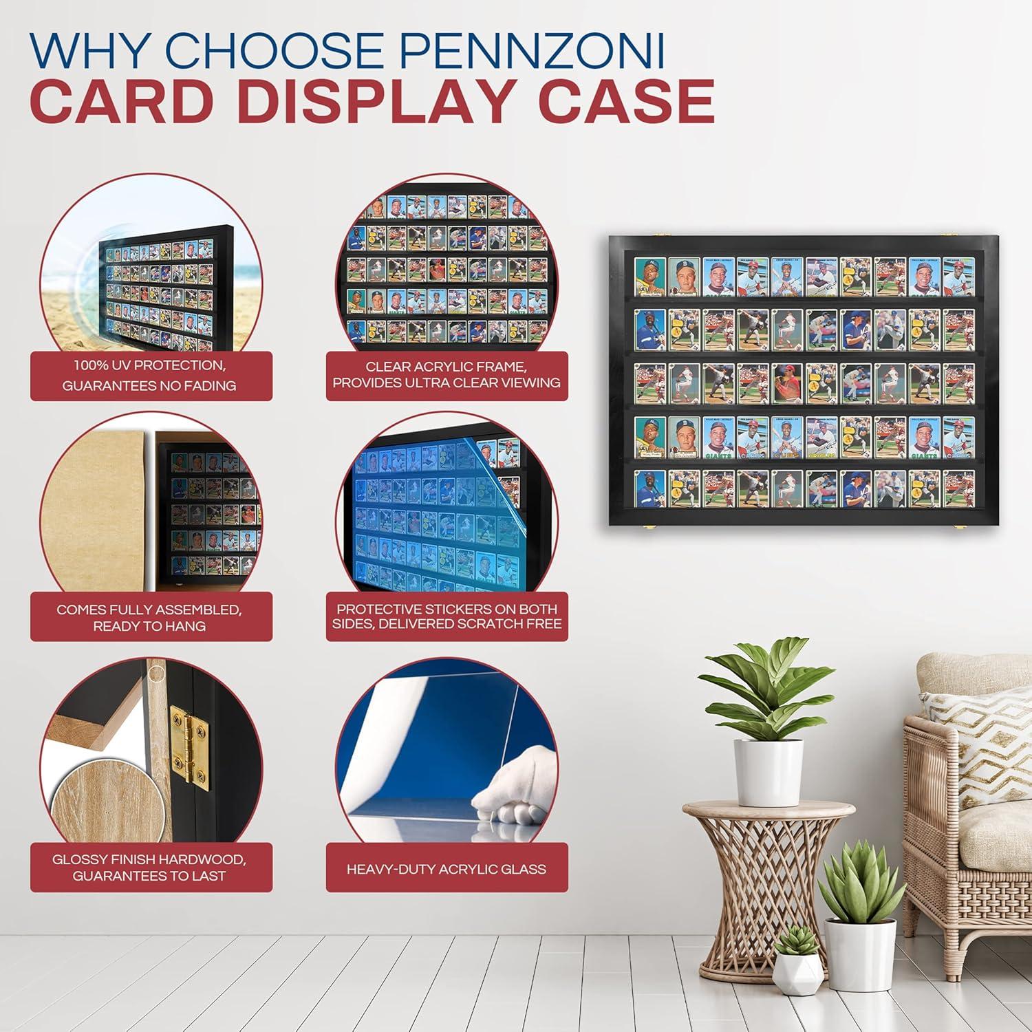 Pennzoni Display Co. PENNZONI Sports Card Display Case, Holds 50 Ungraded Sports & Playing Cards