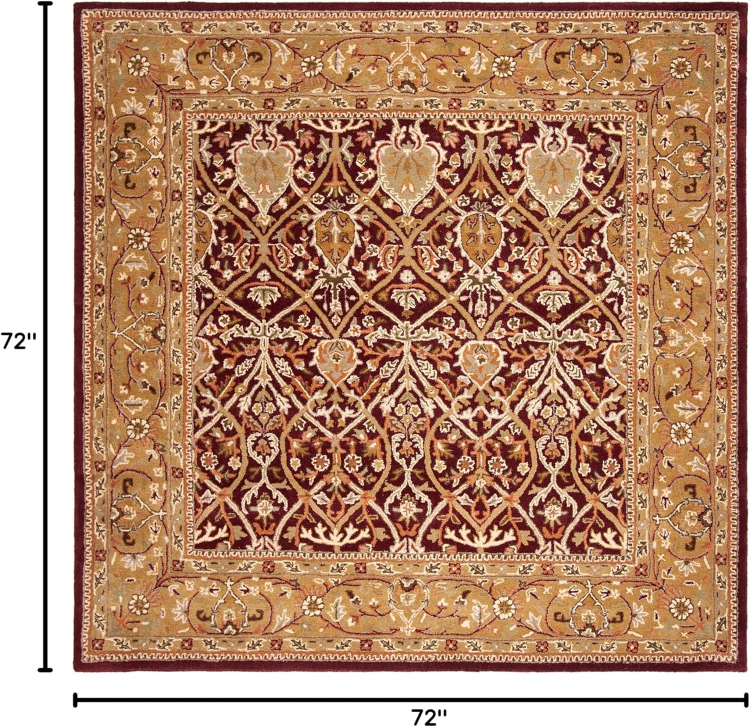 SAFAVIEH Persian Legend Adrian Floral Bordered Wool Area Rug, Red/Gold, 6' x 6' Square