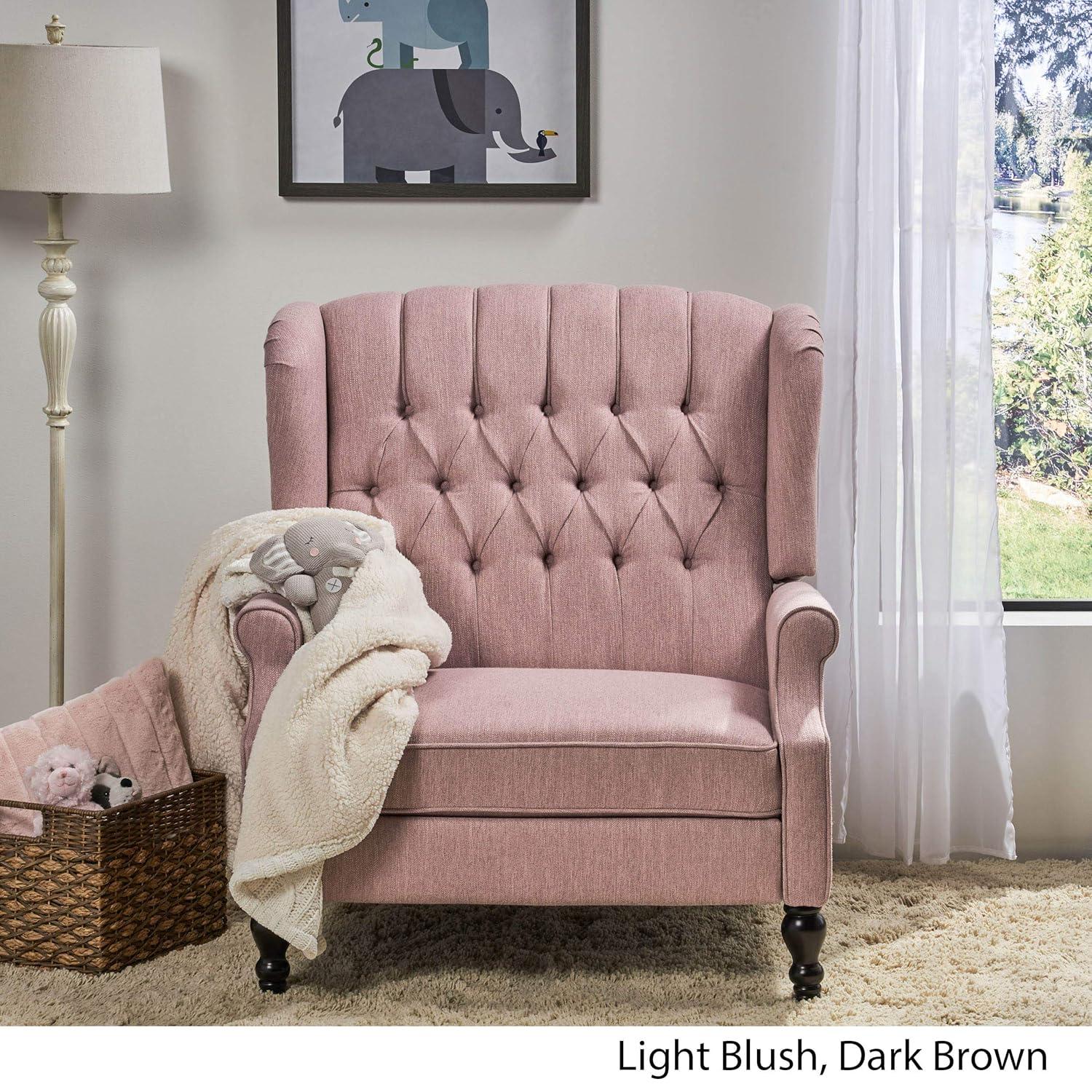 Appaloosa Oversized Wingback Press-Back Recliner Pink - Christopher Knight Home: Chic Tufted, Nailhead Trim, Polyester Upholstery