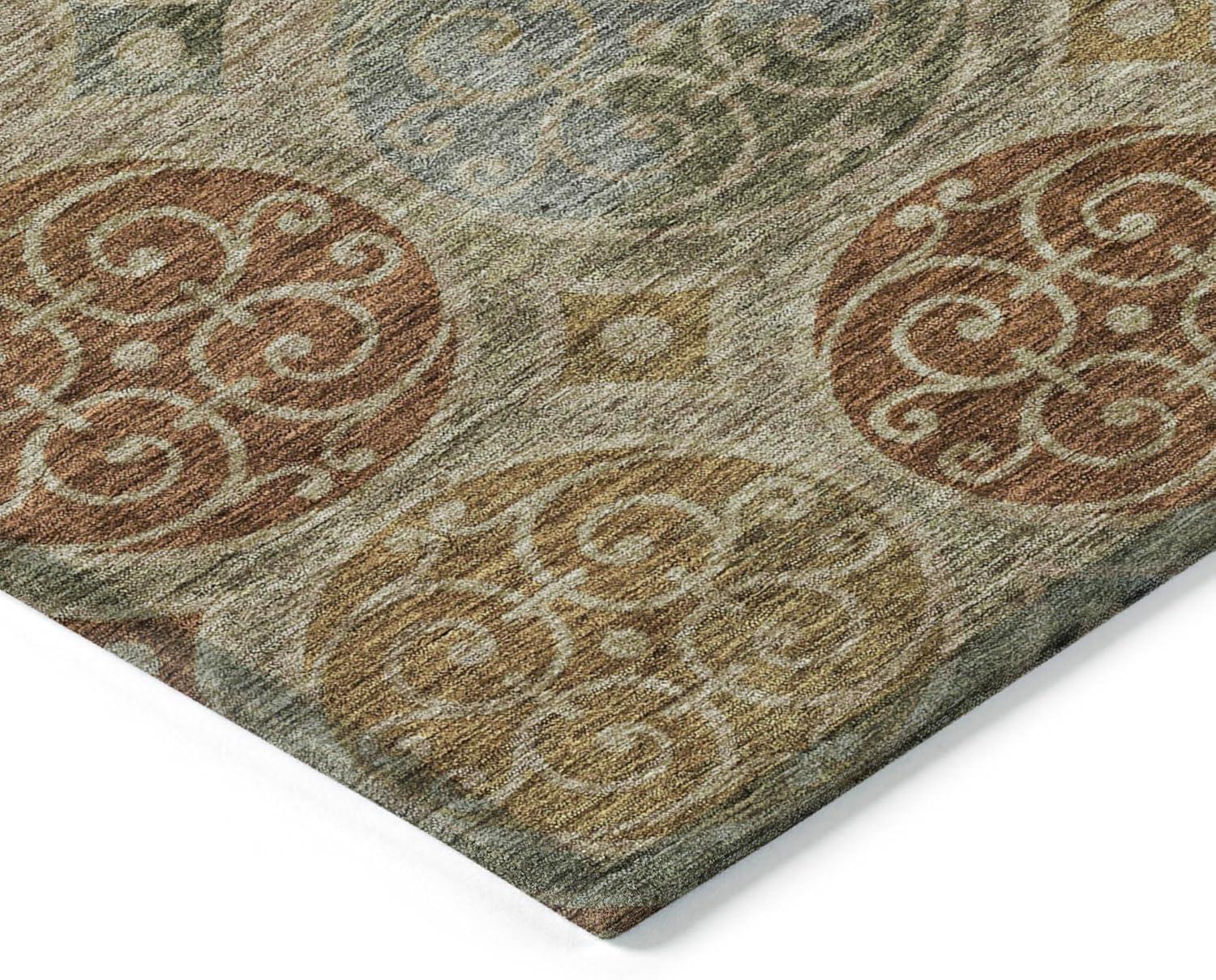 Taupe Round 8' Synthetic Indoor/Outdoor Washable Rug