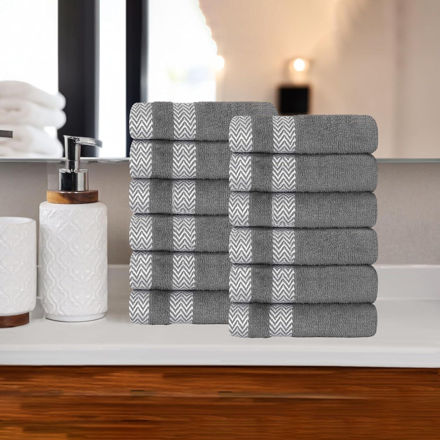 Superior Hays Cotton Face Towel Washcloth Set of 12, Gray