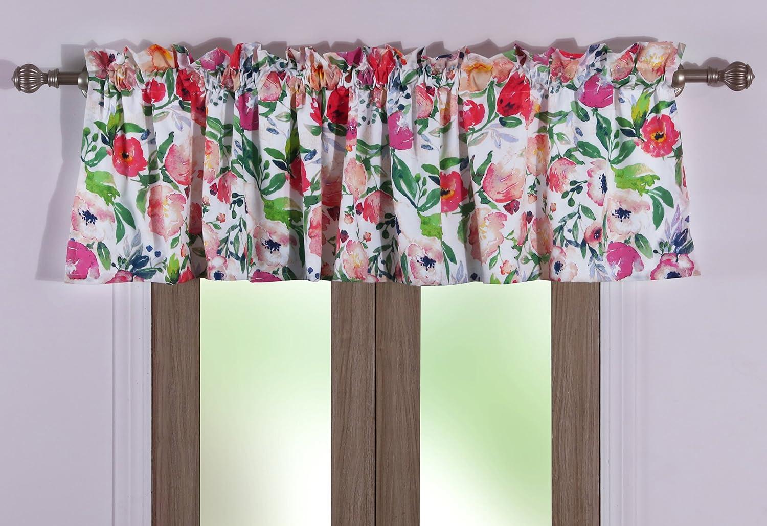 Multicolor Floral Polyester Rod Pocket Window Valance