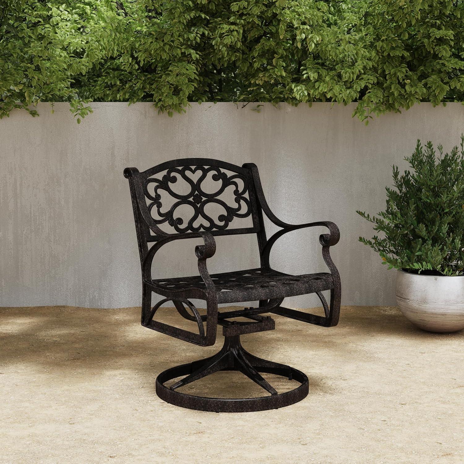 Homestyles Sanibel Aluminum Outdoor Swivel Rocking Chair in Bronze