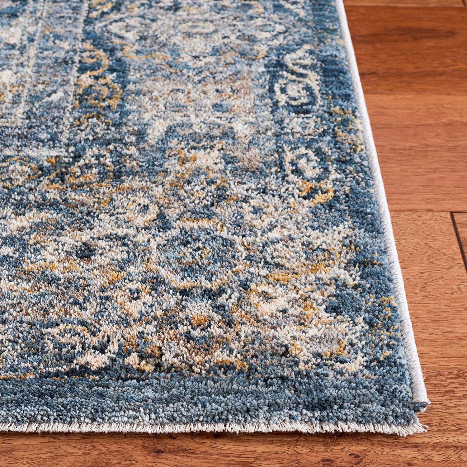 Valencia VAL570 Power Loomed Area Rug - Dark Blue/Yellow - 4'x6'2" - Safavieh.