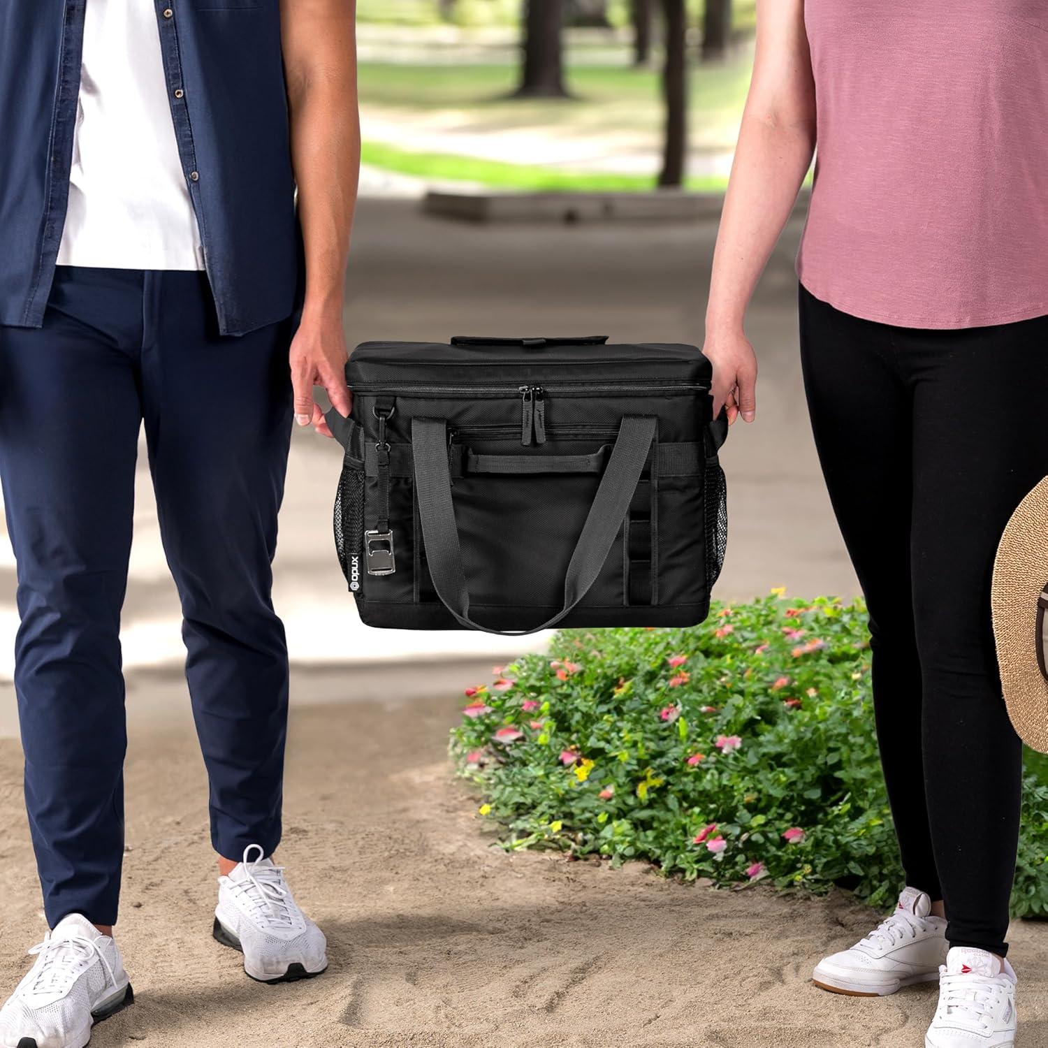 OPUX Soft Sided Cooler Bag, Insulated Collapsible Portable Leakproof with Shoulder Strap, Beach Camping Travel Road Trips (Black, 60 Cans)