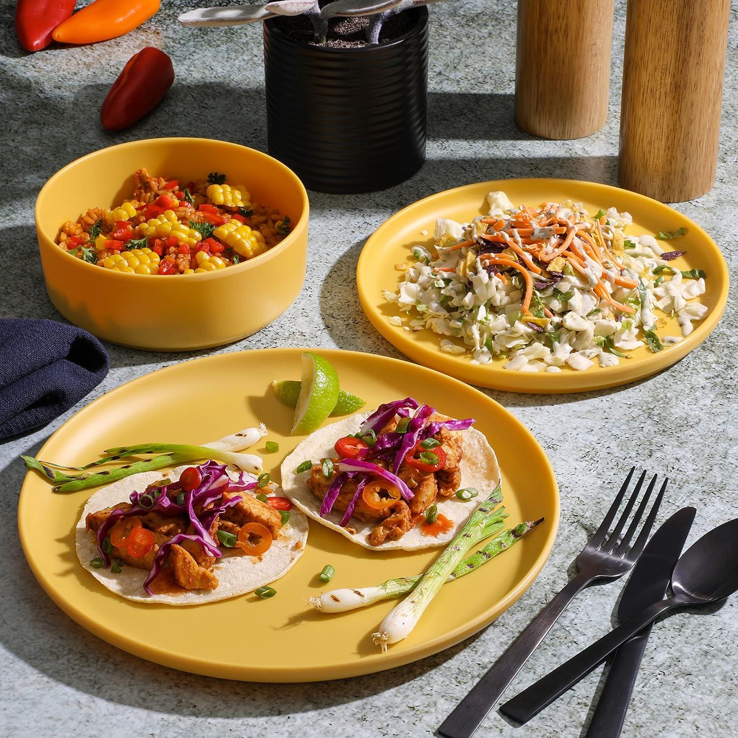 Gibson Home Canyon Crest 12-Piece Stackable Matte Melamine Dinnerware Set