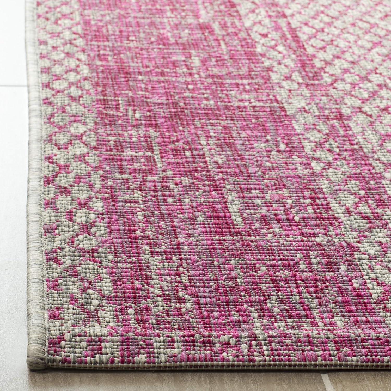 Courtyard CY8736 Power Loomed Indoor and Outdoor Area Rug - Light Grey/Fuchsia - 6'7"x9'6" - Safavieh