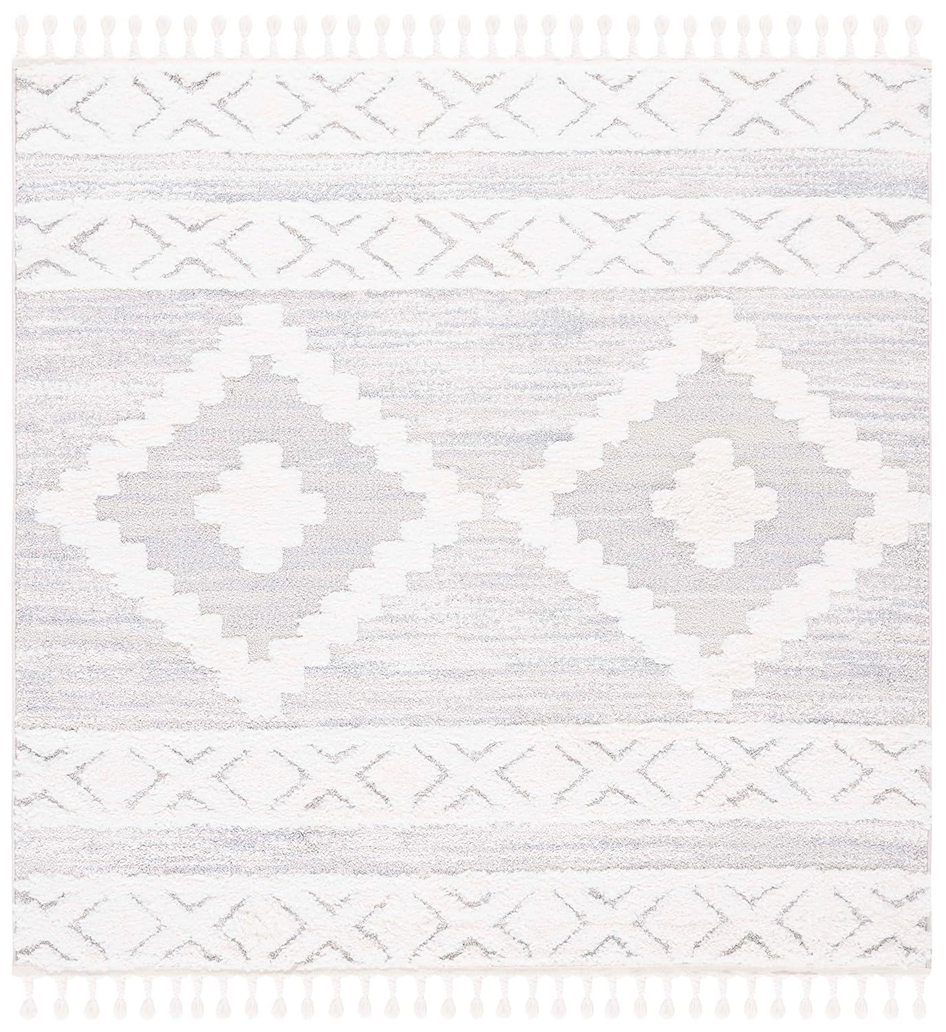 Moroccan Tassel Shag MTS640 Power Loomed Indoor Area Rug - Ivory/Beige - 6'7"x6'7" - Safavieh