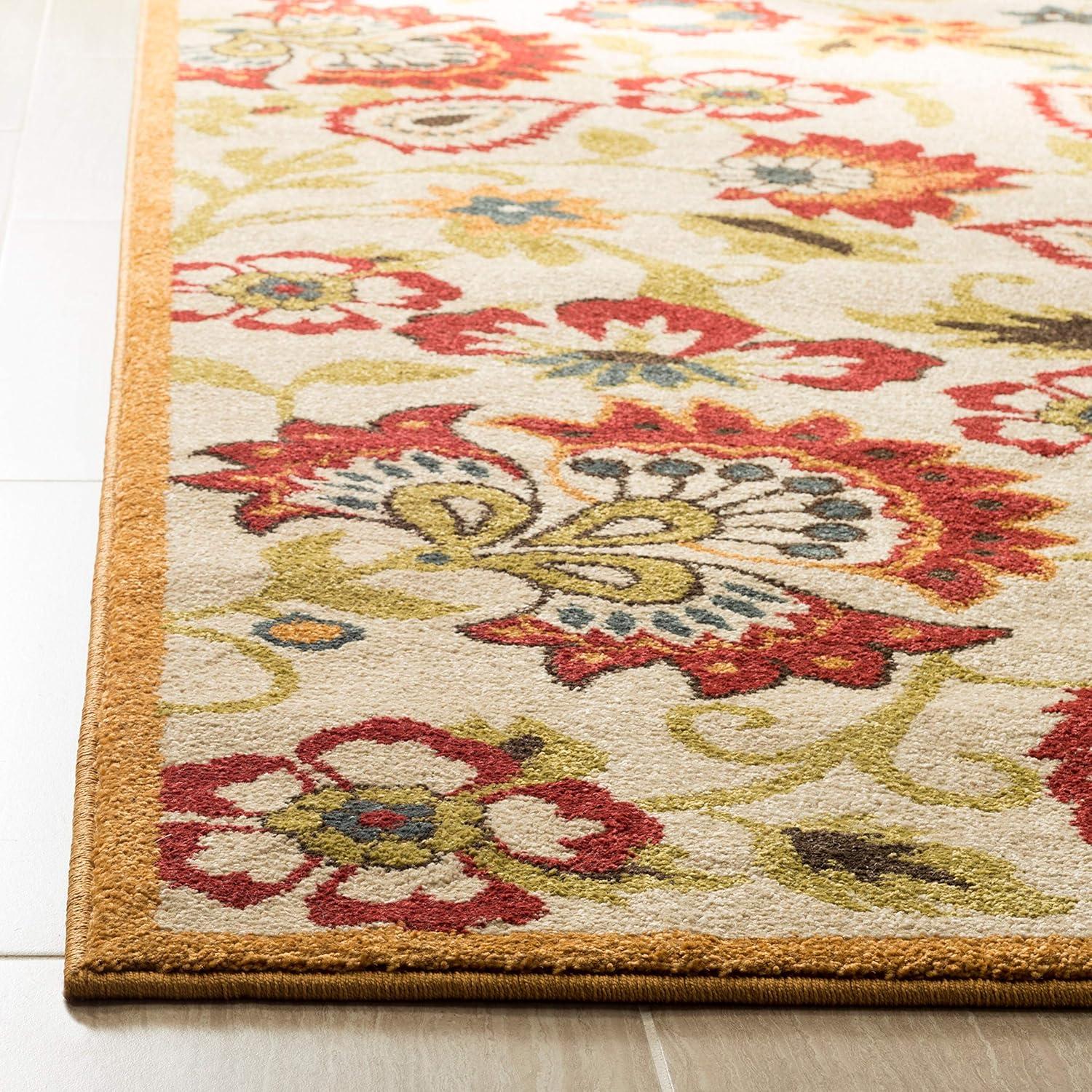 Ivory Floral Symphony Synthetic Rug 8' x 10' - Easy Care & Stain-Resistant