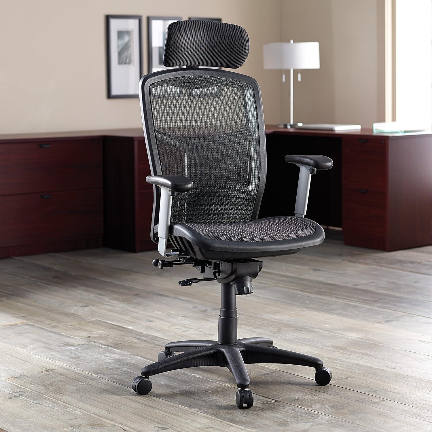 Lorell ErgoMesh Series High-Back Mesh Chair Black Mesh Seat - Mesh Back - Plastic, Steel Frame - Black - 28.5" Width x 28.5" Depth x 51" Height - 1 Each