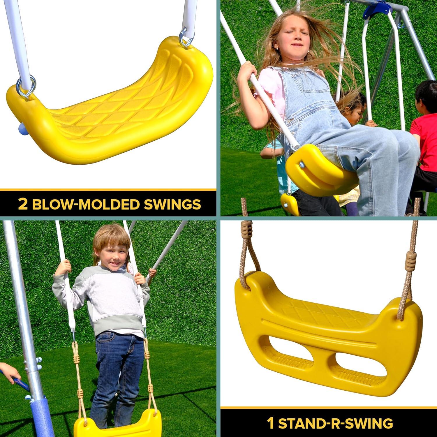 Sportspower Swing and Play Galvanized Metal with 2 Standing Kids' Roman Glider Saucer Swing Set