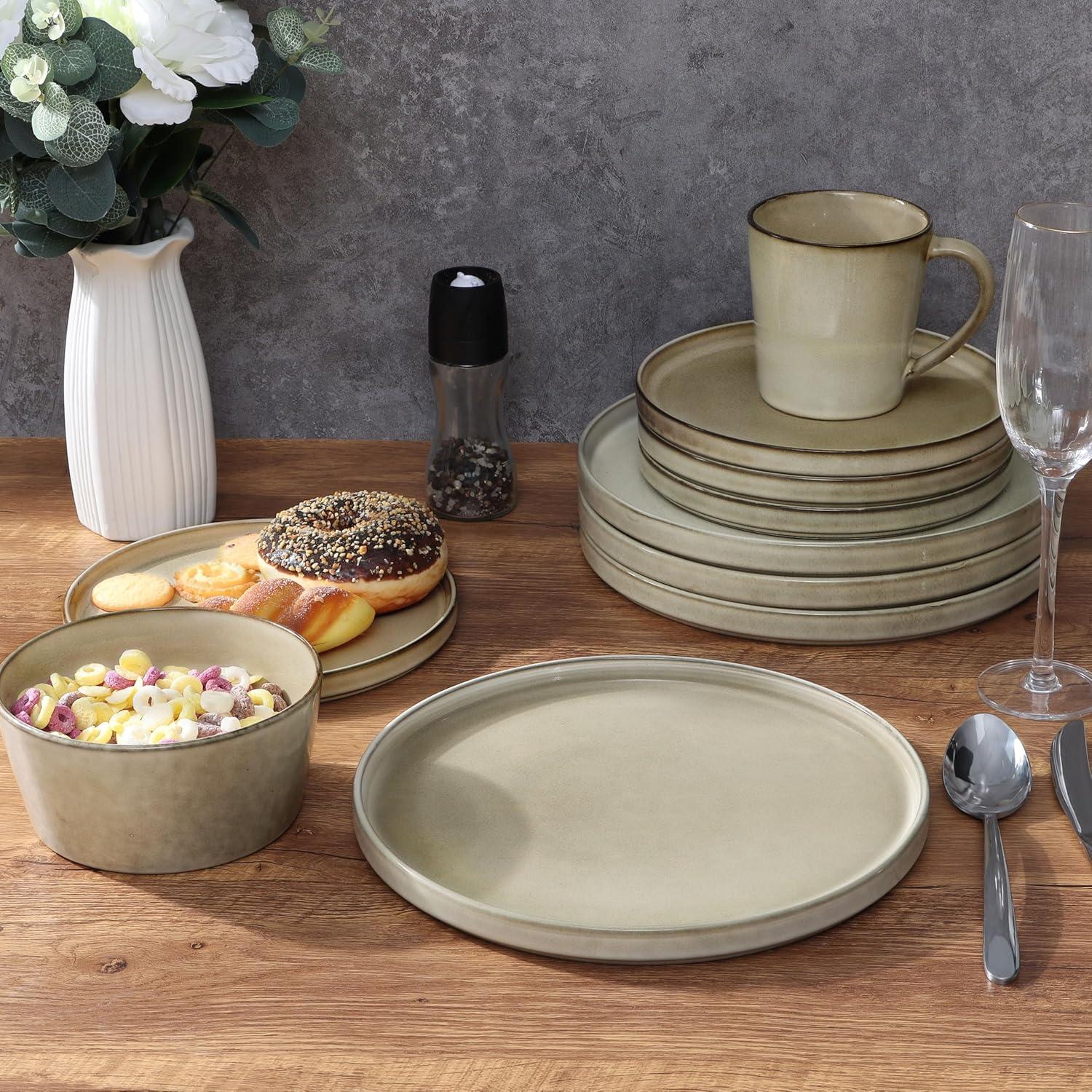 16-Piece Beige Ceramic Dinnerware Set for 4