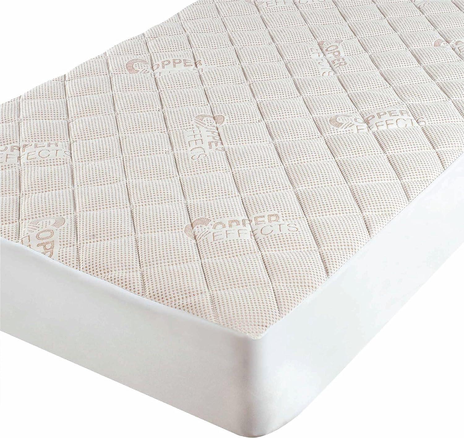 Twin White Copper Effects Antimicrobial Mattress Protector Pad