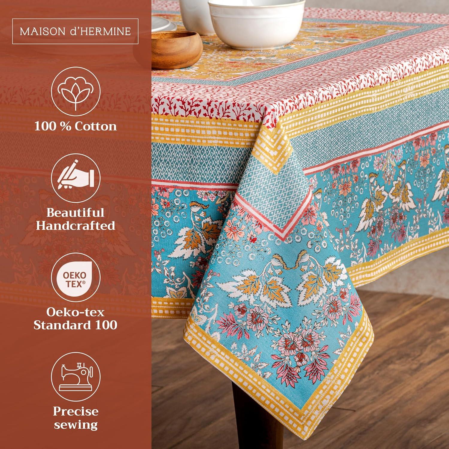 Maison d' Hermine 108" x 60" Rectangular Cotton Tablecloth with European Design