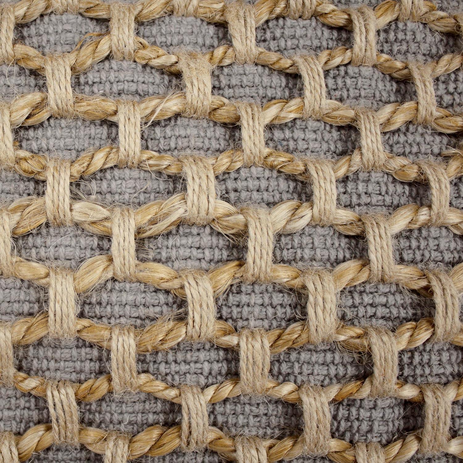 Coastal Brown and Gray Jute Accent Pillow with Rope Trim