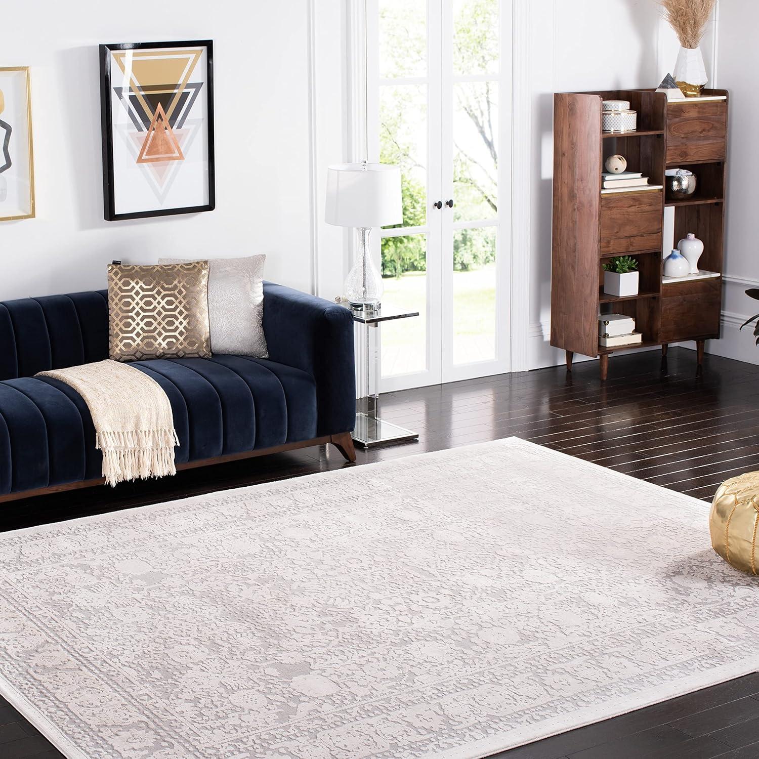 Reflection RFT663 Power Loomed Indoor Runner Rug - 2'3"x12' - Light Grey/Cream - Safavieh