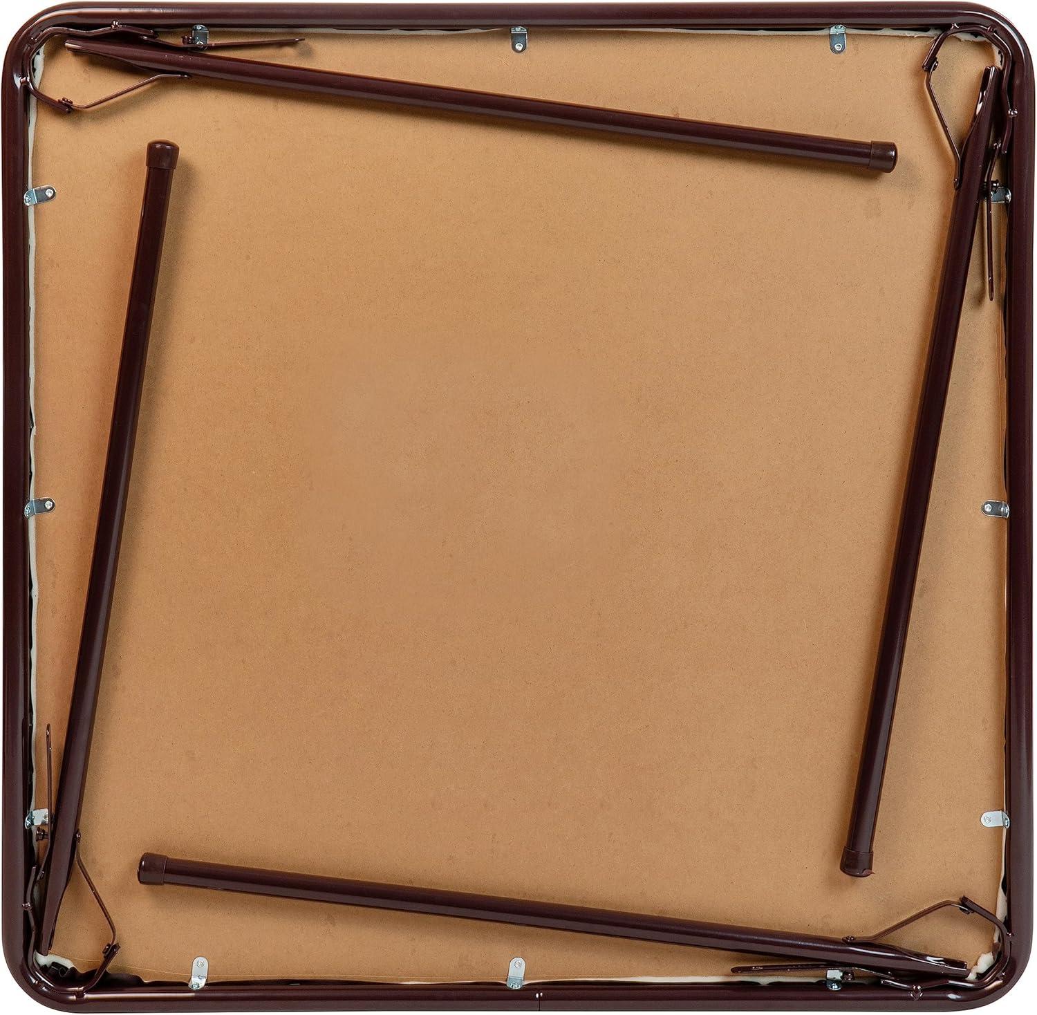 Emma and Oliver Brown Foldable Card Table with Vinyl Table Top - Game Table - Portable Table