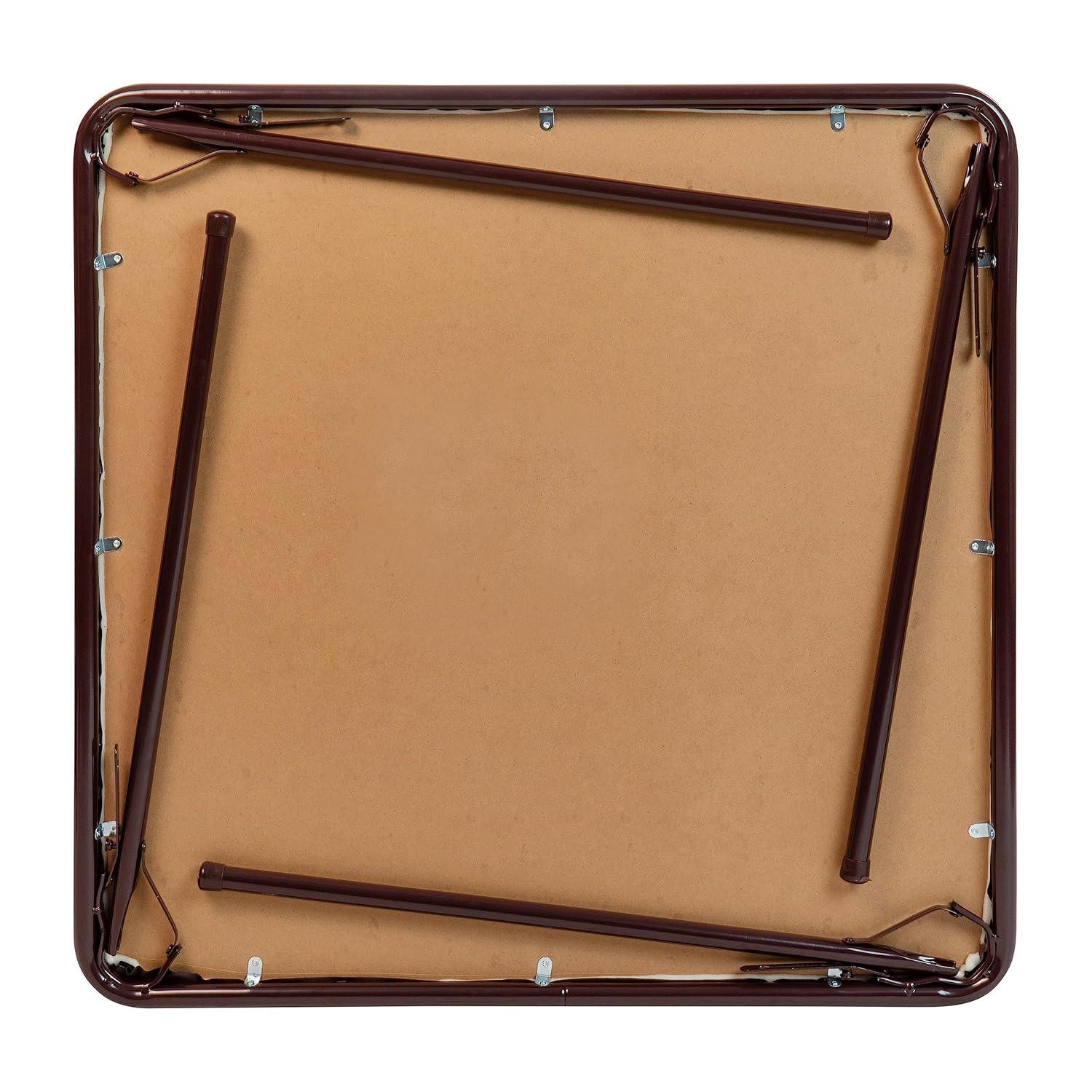 Emma and Oliver Brown Foldable Card Table with Vinyl Table Top - Game Table - Portable Table