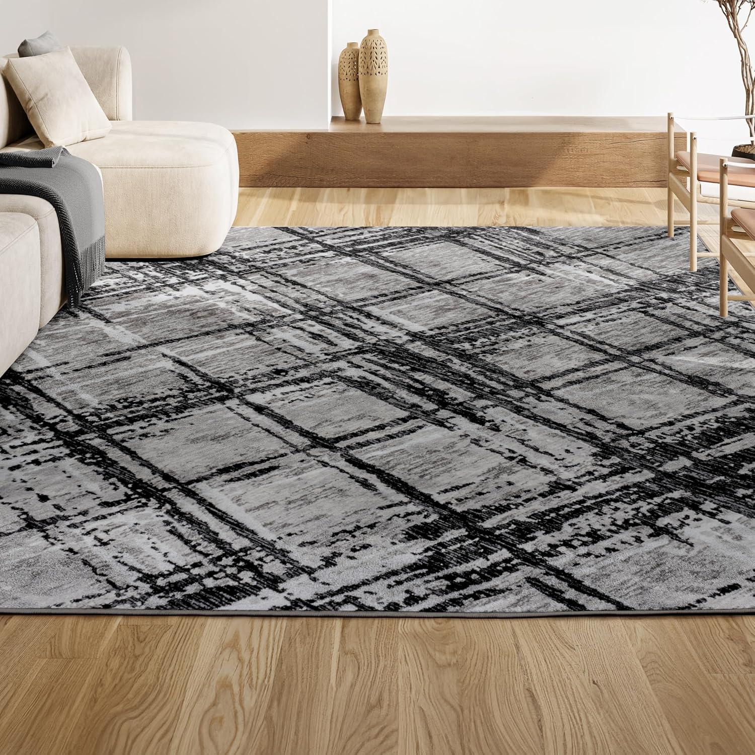 JONATHAN Y Slant Modern Abstract Black/Gray 3 ft. x 5 ft. Area Rug