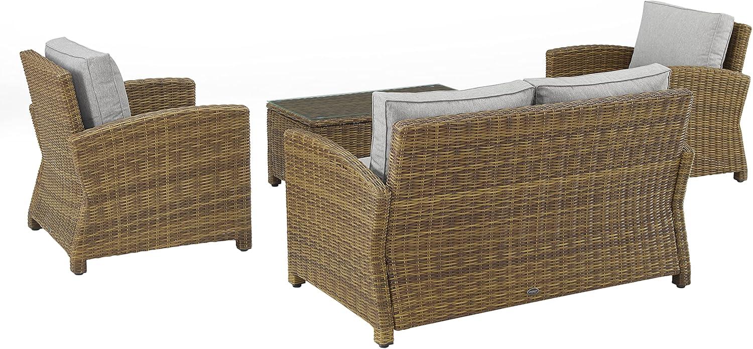 Bradenton Weathered Brown Outdoor Wicker 4pc Conversation Set