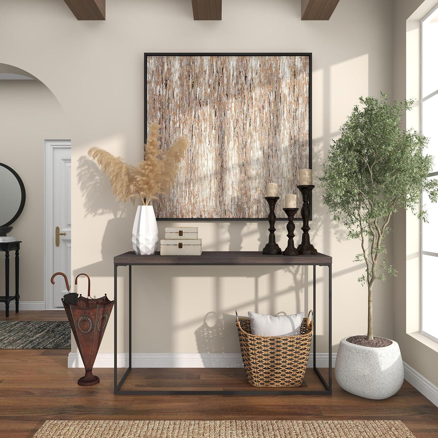 DecMode Brown Metal Umbrella Stand with Embossed Emblems