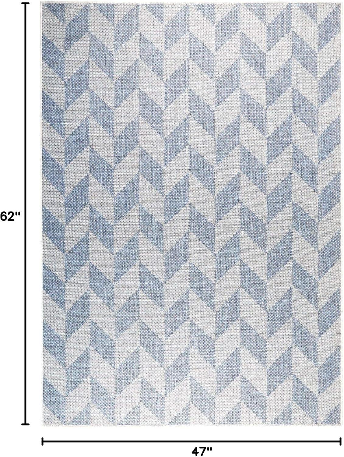 Nicole Miller New York Patio Country Calla Herringbone Indoor/Outdoor Area Rug, Blue/Grey