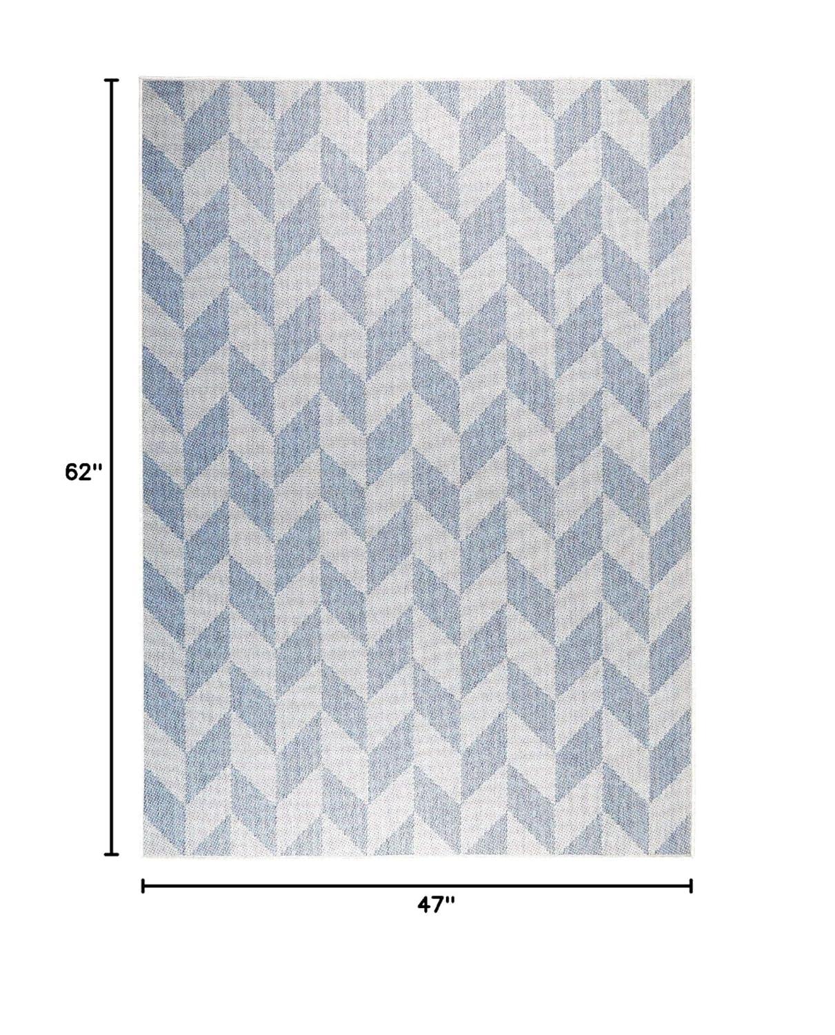 Nicole Miller New York Patio Country Calla Herringbone Indoor/Outdoor Area Rug, Blue/Grey