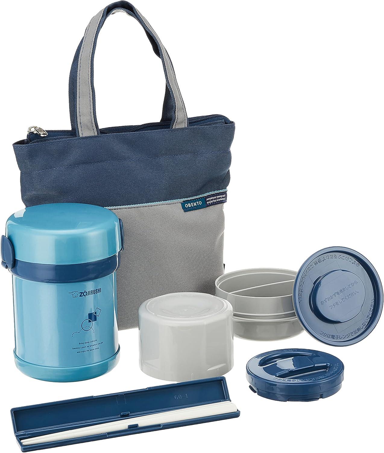 Zojirushi Ms. Bento 21oz Stainless Lunch Jar - Aqua Blue: Microwave Safe Food Storage Containers & Utensil Set