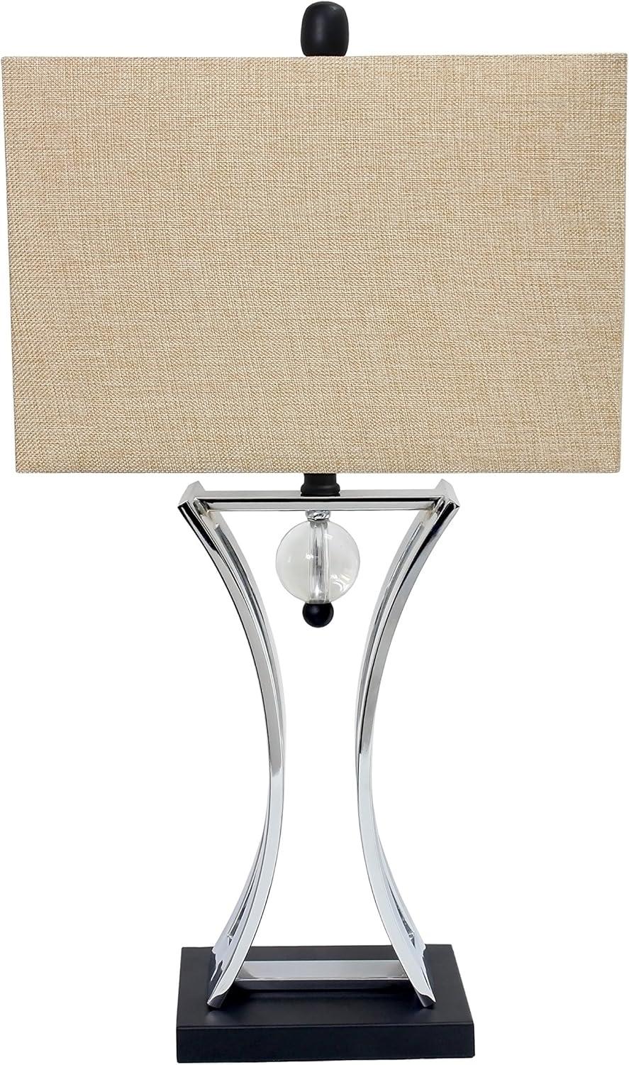 Chrome Executive Business Table Lamp Metallic Silver - Elegant Designs: Hourglass Pendulum, No Assembly Required, UL Listed