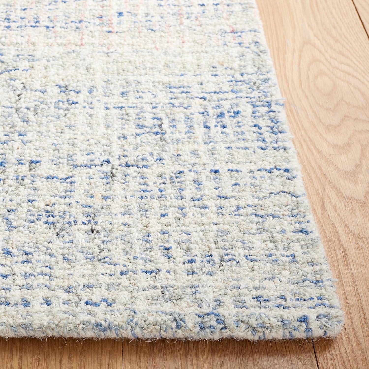 Blue and Ivory Hand-Tufted Wool 8' x 10' Area Rug