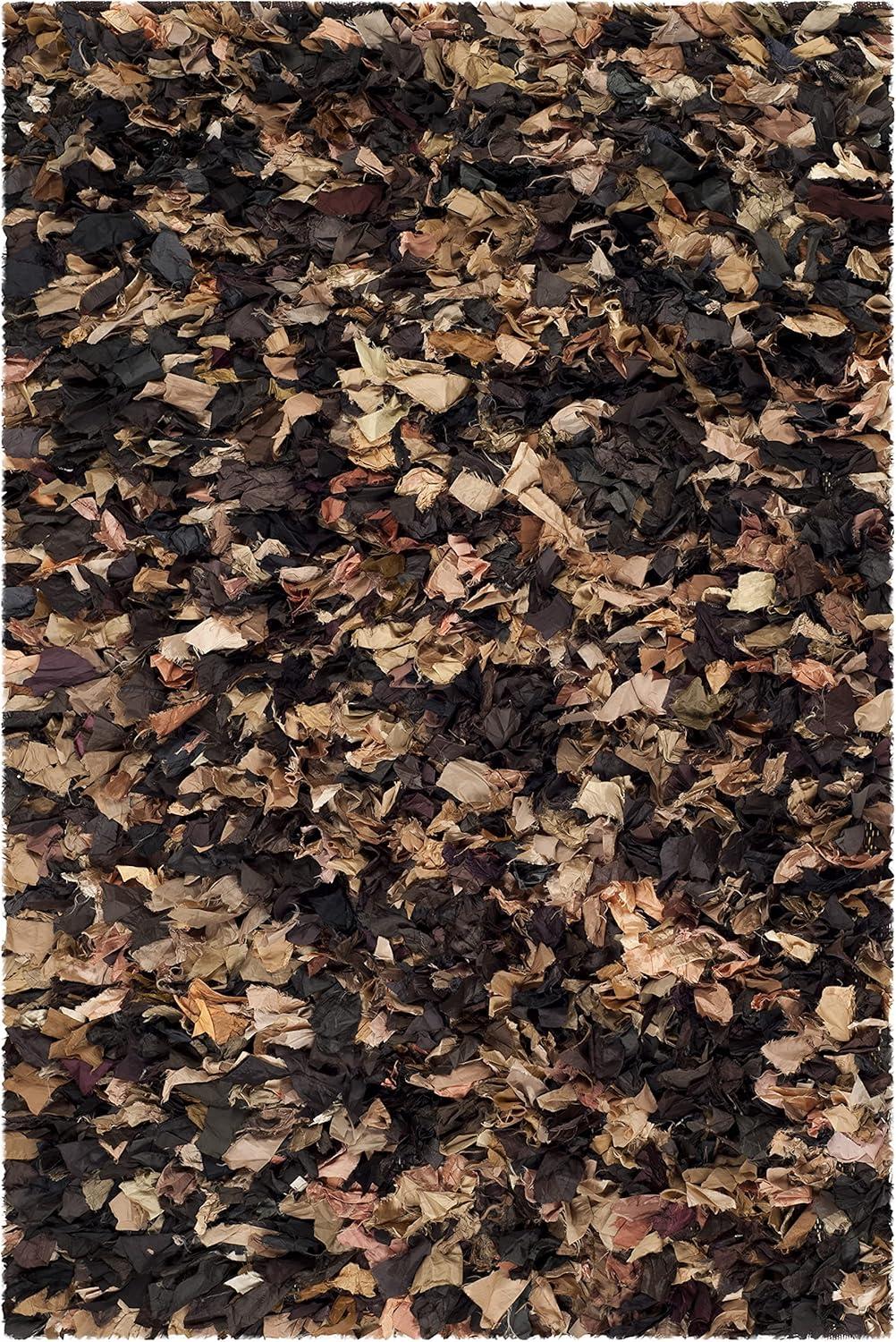 SAFAVIEH Rio Cassandra Confetti Polyester Shag Area Rug, Brown/Multi, 5' x 8'