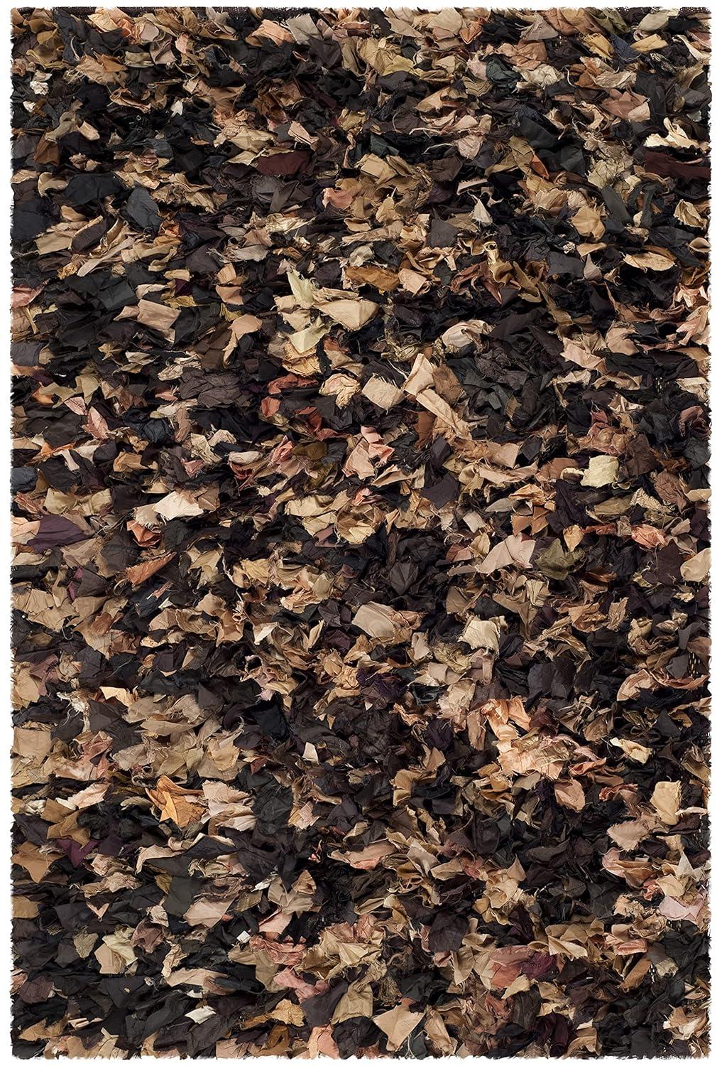 SAFAVIEH Rio Cassandra Confetti Polyester Shag Area Rug, Brown/Multi, 5' x 8'