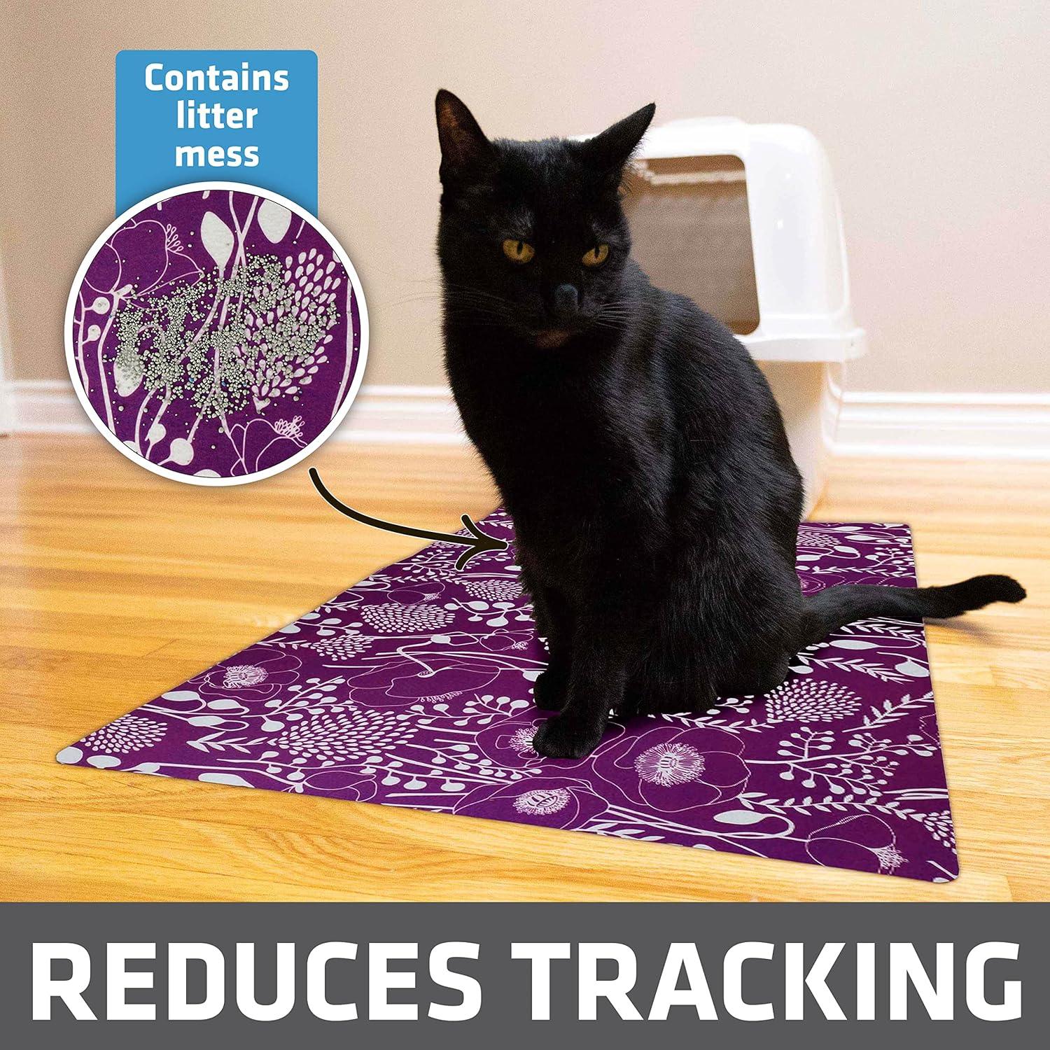 Cat Litter Mat for Litter Box, Protective & Decorative - Absorbent, Waterproof, Machine Washable