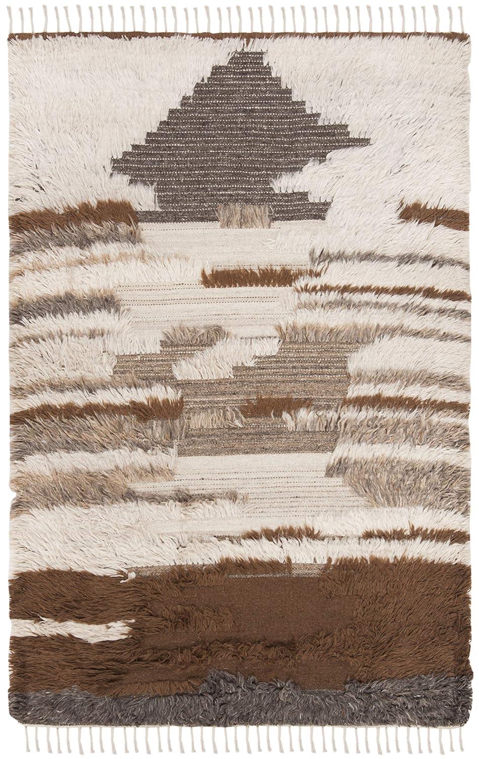 Alimatou Hand Knotted Wool/Cotton Abstract Rug in Gray/Brown