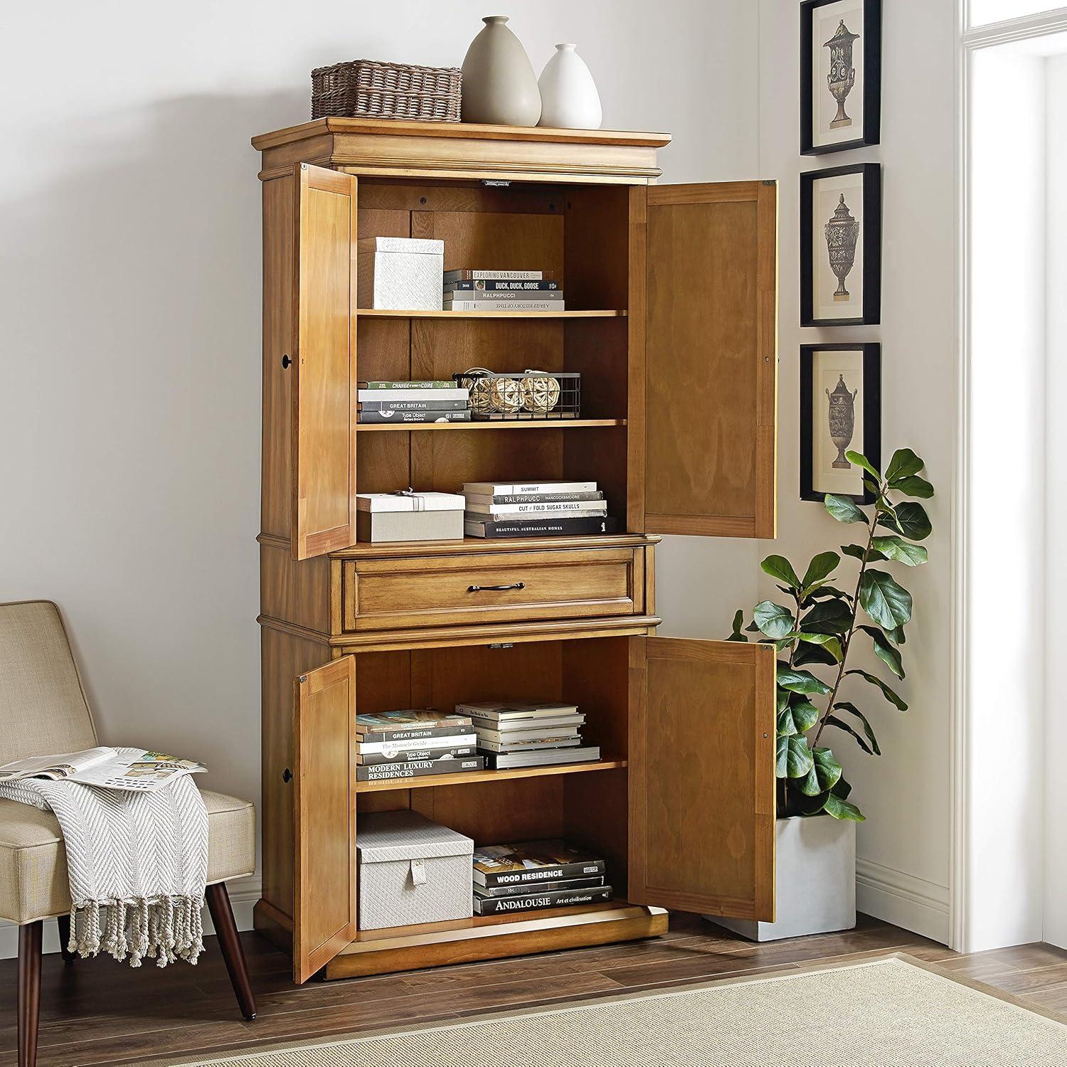 Parsons Pantry Storage Wood/Mahogany - Crosley: Adjustable Shelving, Drawer, Traditional Style