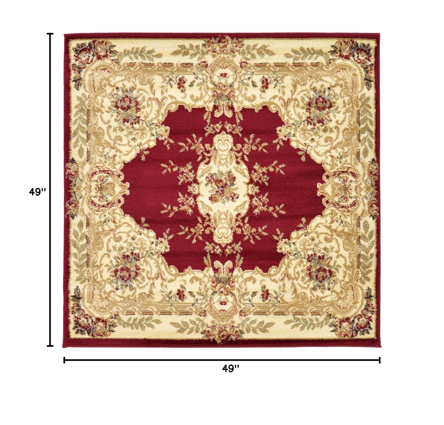 Versailles Classic Medallion 4' Square Rug in Rich Red