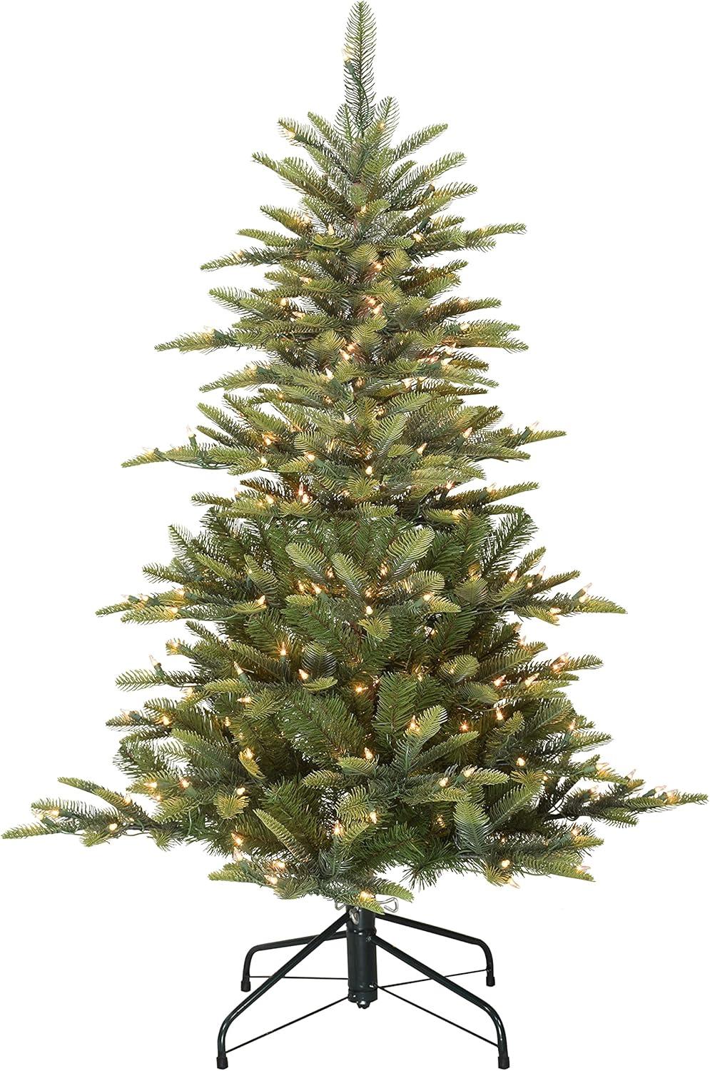 4 1/2 ft. Pre-lit Aspen Green Fir Artificial Christmas Tree in Green, 250 UL listed Clear Lights