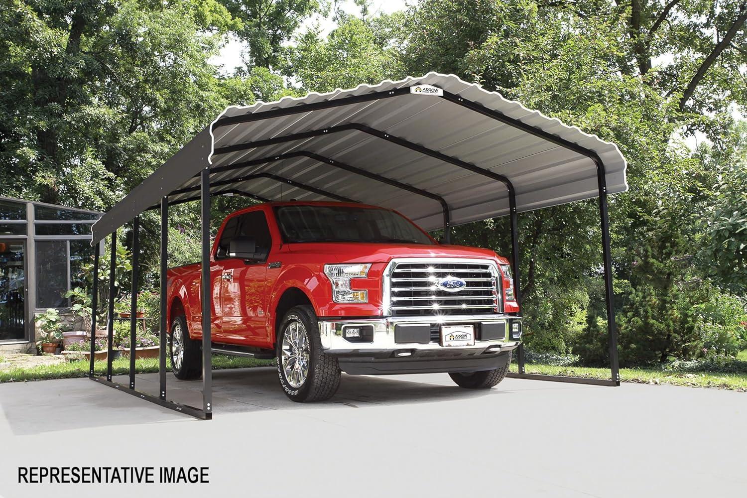 Arrow Steel Carport, Galvanized Black/Charcoal