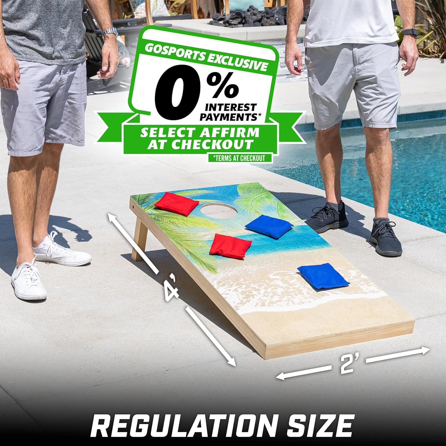 GoSports Gosports 4'x2' Reguation Size Premium Wood Cornhole Set - Beach Themed Design