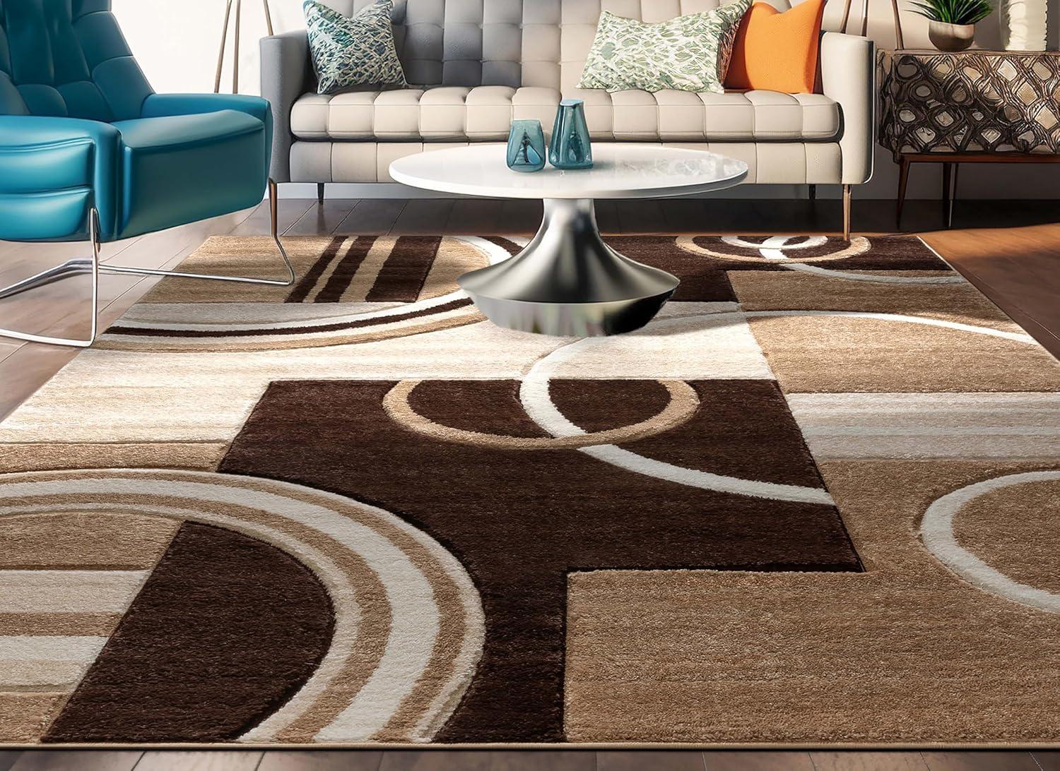 Well Woven Ruby Galaxy Waves Modern Geometric Ivory 3'11" x 5'3" Area Rug
