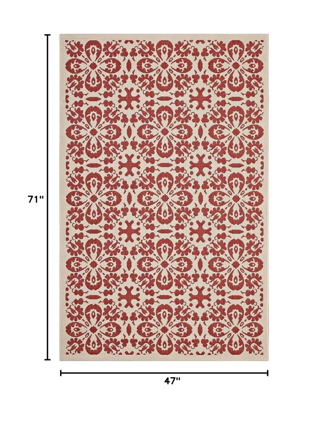 Modway Ariana Vintage Floral Trellis 4x6 Indoor and Outdoor Area Rug