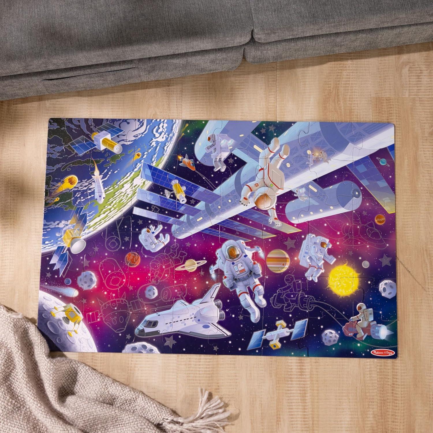 Melissa & Doug Outer Space Glow-in-the-Dark Cardboard Jigsaw Floor Puzzle – 48pc