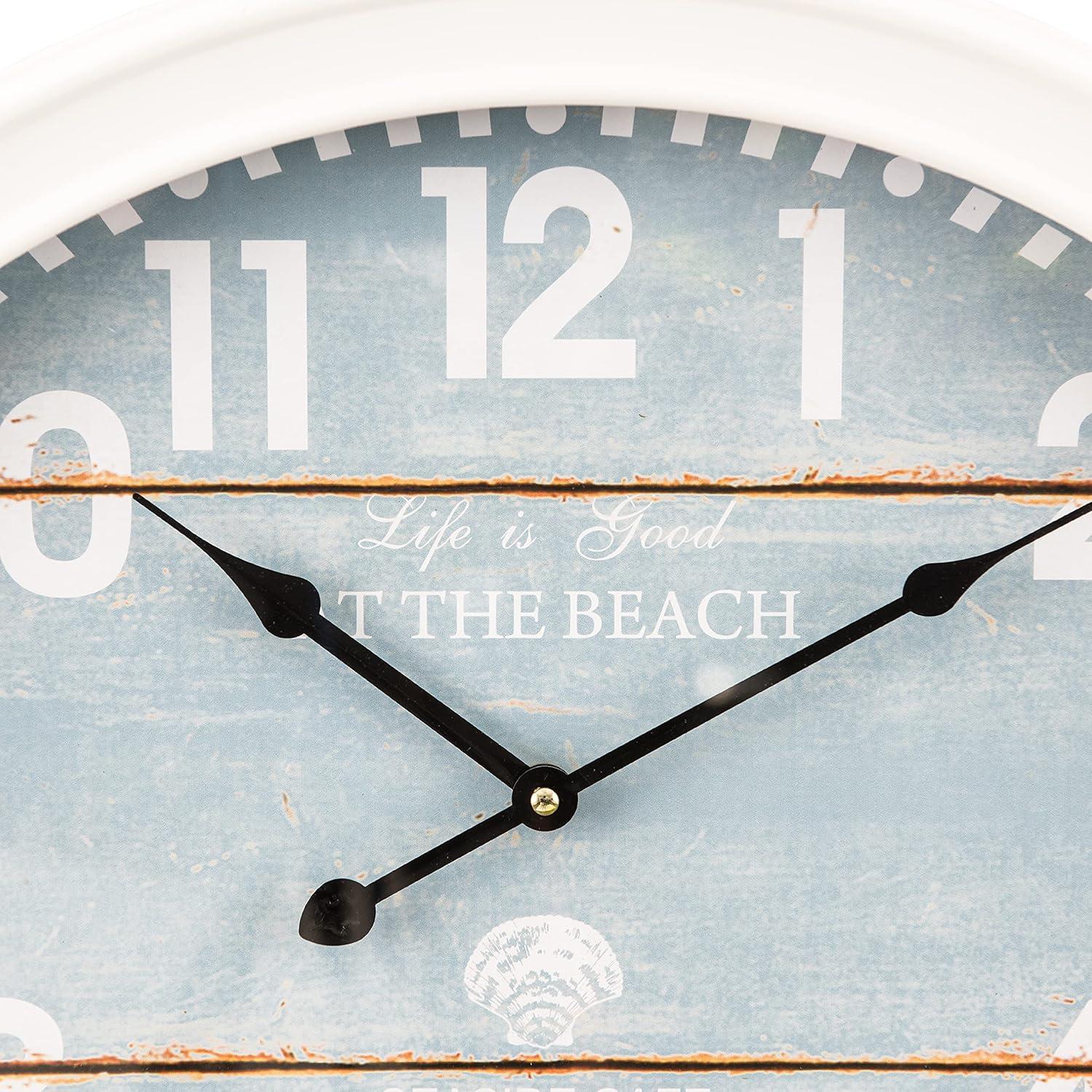 Yosemite Home Decor at The Beach White Roped Wall Clock,White, Light Blue,Small,CLKE14425017