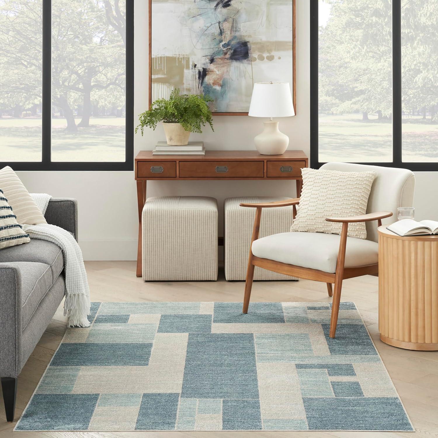 Nourison Astra Machine Washable Contemporary Color Block Indoor Rug