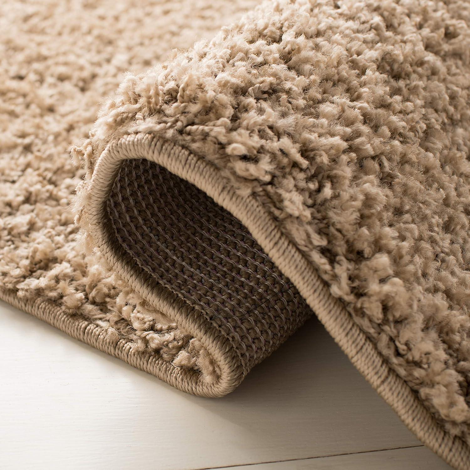 SAFAVIEH Harvey Solid Plush Shag Area Rug, Taupe, 3' x 5'