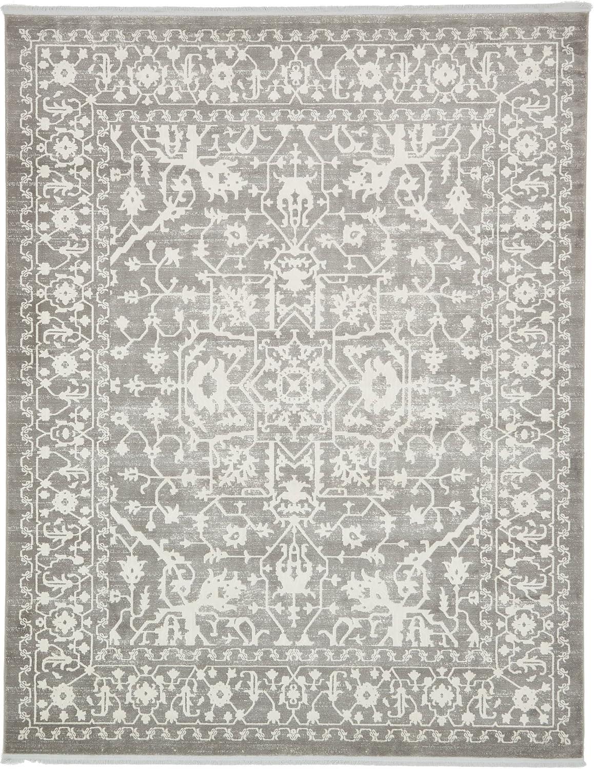 Light Gray Modern Classical 8' x 10' Indoor Abstract Rug