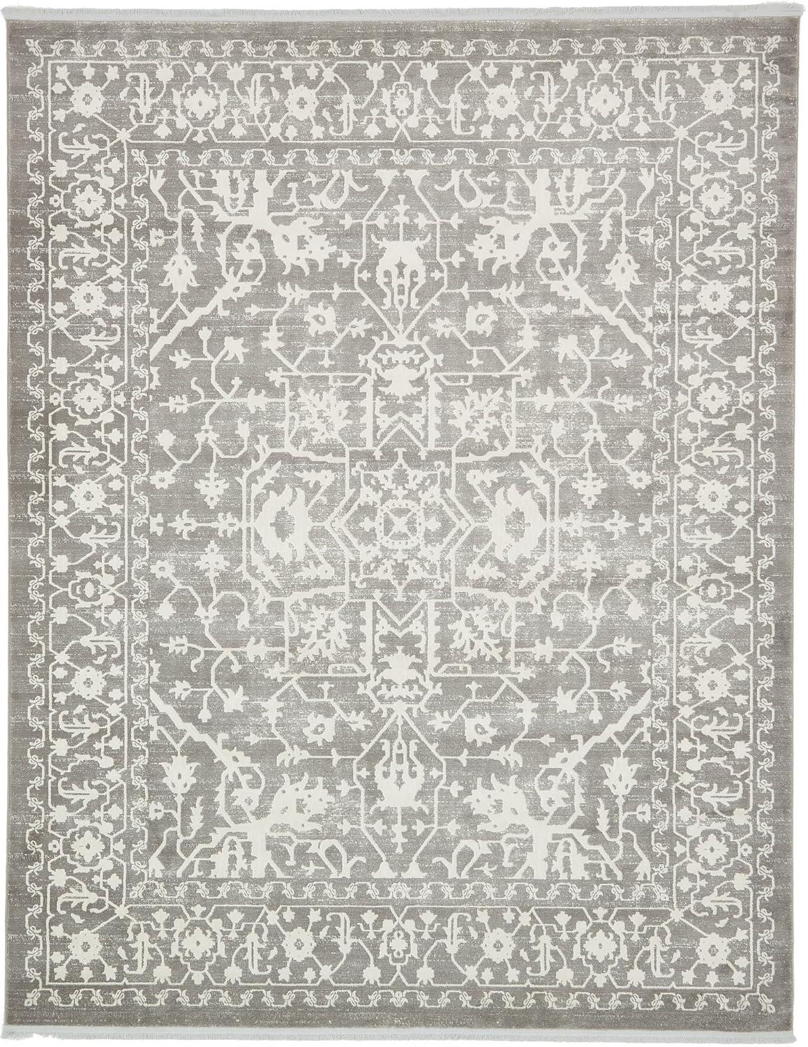 Unique Loom New Classical Collection Area Rug - Olympia (8'  x 10' Rectangle Light Gray/Ivory)
