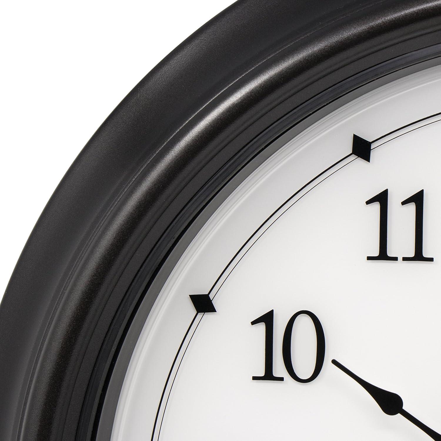 AcuRite 24-Inch, Illuminated LED Thermometer Clock with Temperature and Humidity for Outdoor or Indoor Use, Black (75133M)